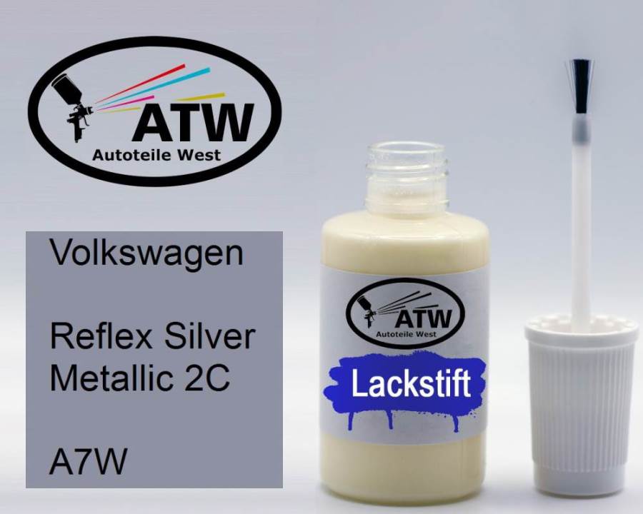 Volkswagen, Reflex Silver Metallic 2C, A7W: 20ml Lackstift, von ATW Autoteile West.